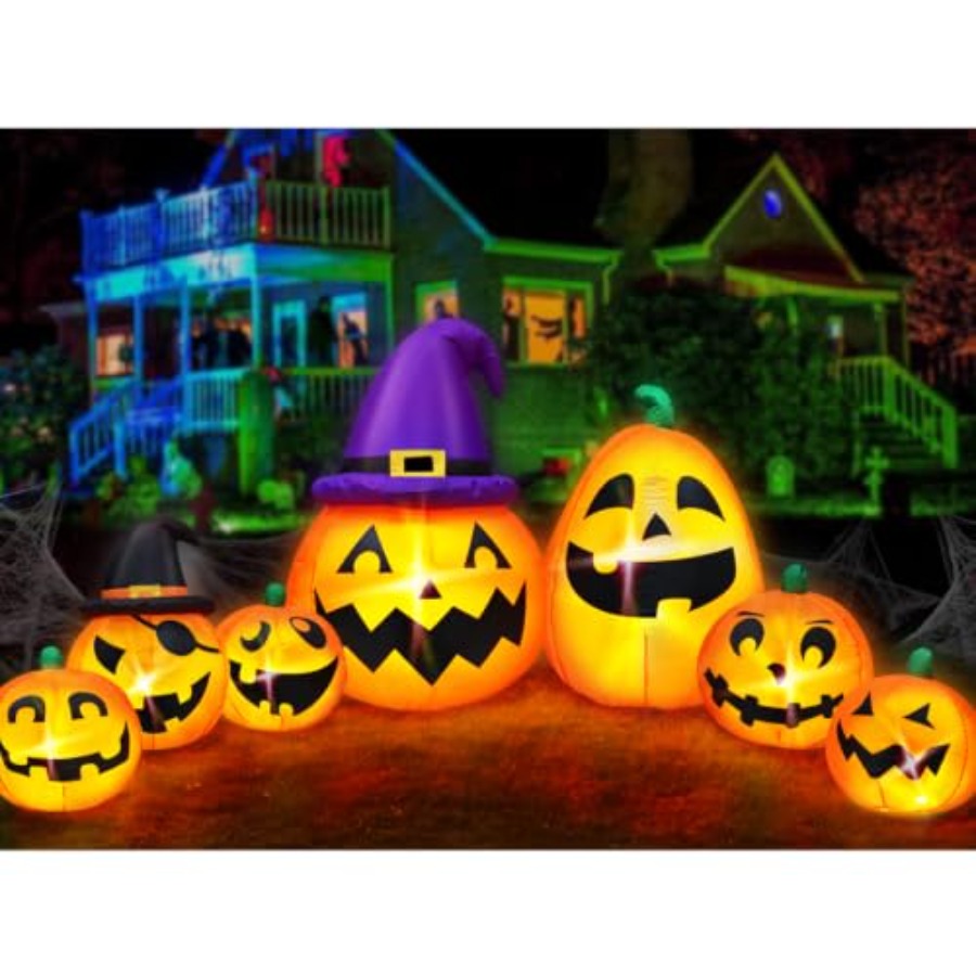 Orange Lighting Decor - Outdoor Halloween inflatable pumpkin decor, 12