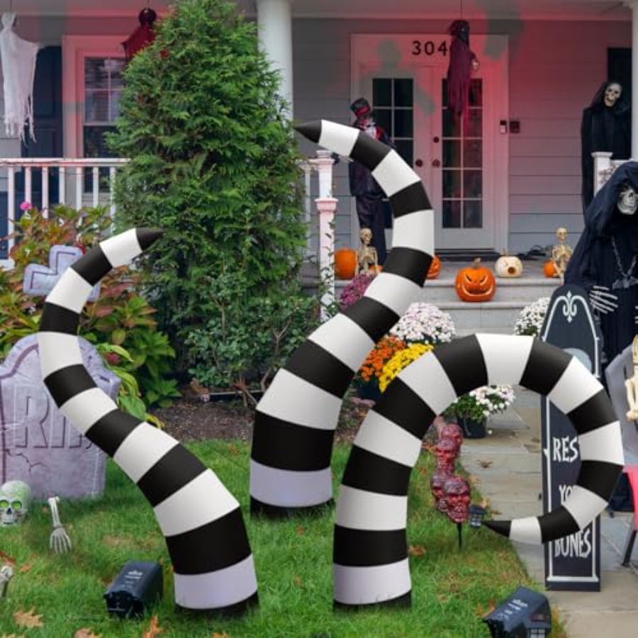 Orange Lighting Decor - Halloween yard decoration: 3 pcs inflatable