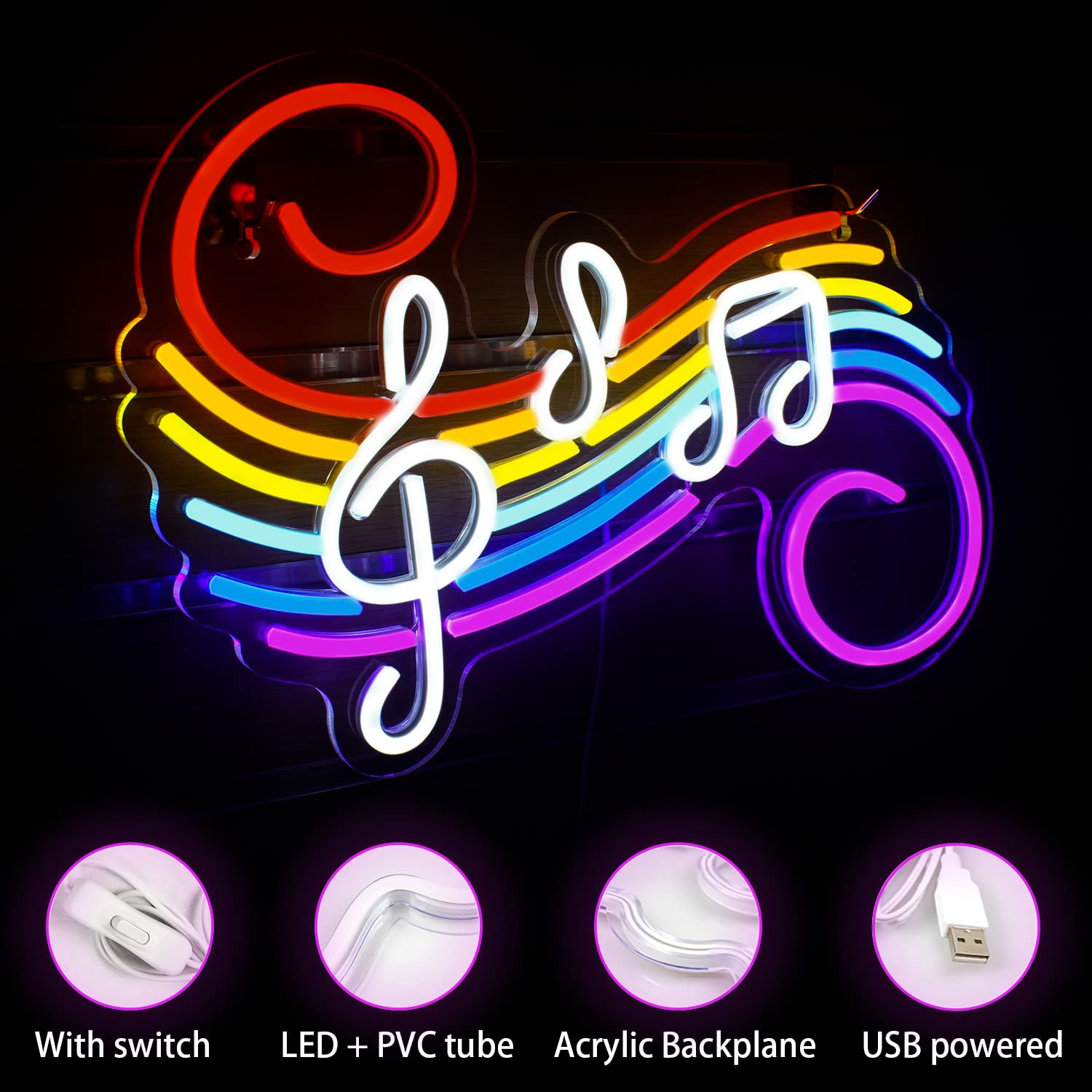 Music Notes Neon Sign Customiz - огляд і ціна Lighting Christmas Decor