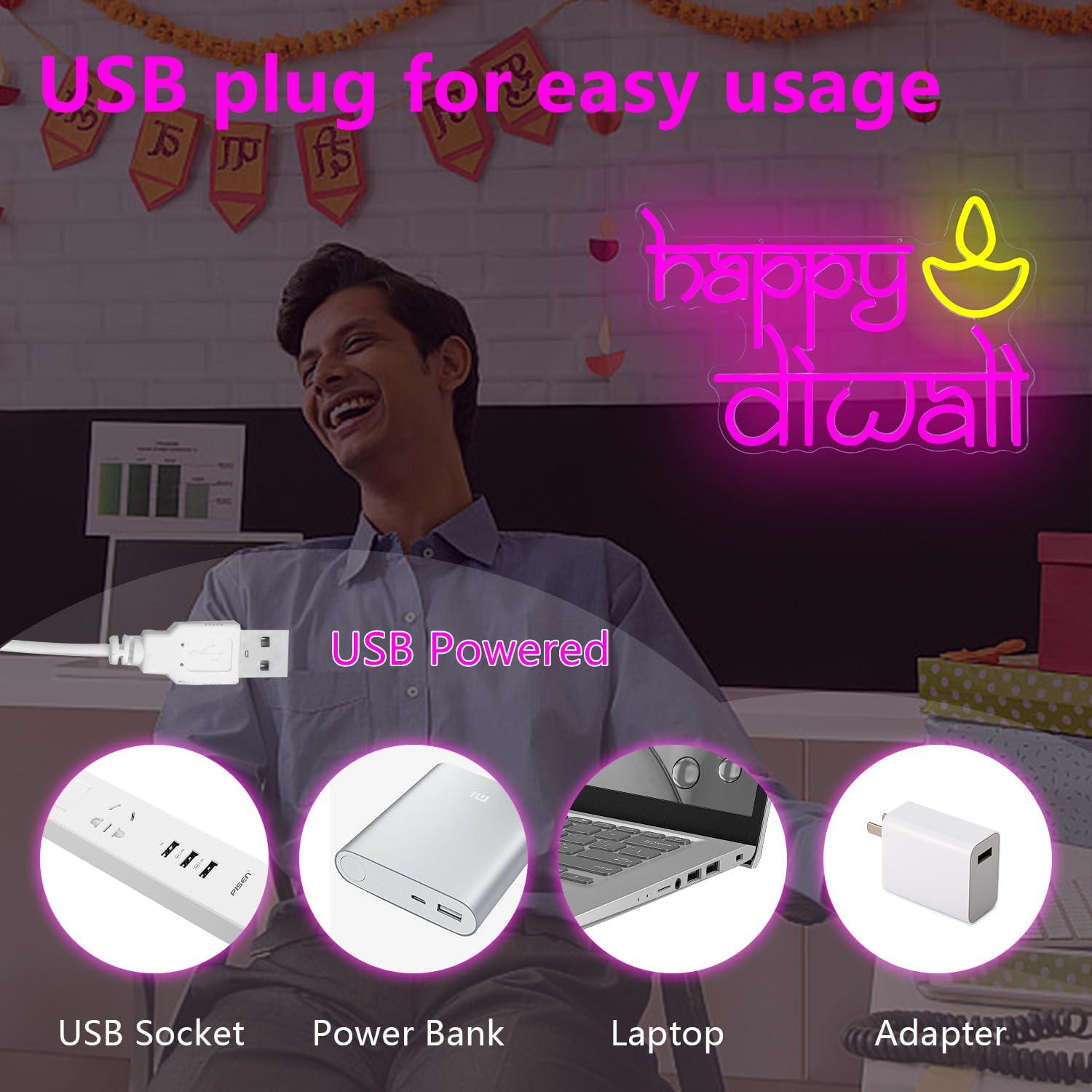 Happy Diwali Neon Sign USB Pow - огляд і ціна Led Lighting Wall Decor