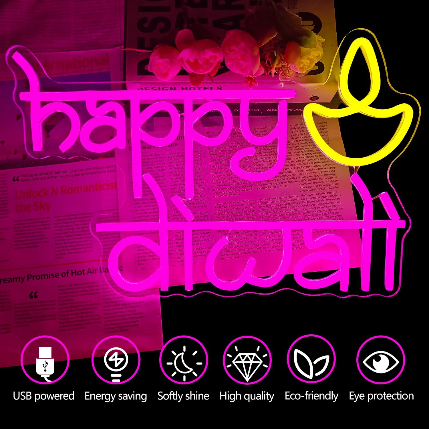 Happy Diwali Neon Sign USB Pow - огляд і ціна Led Lighting Wall Decor