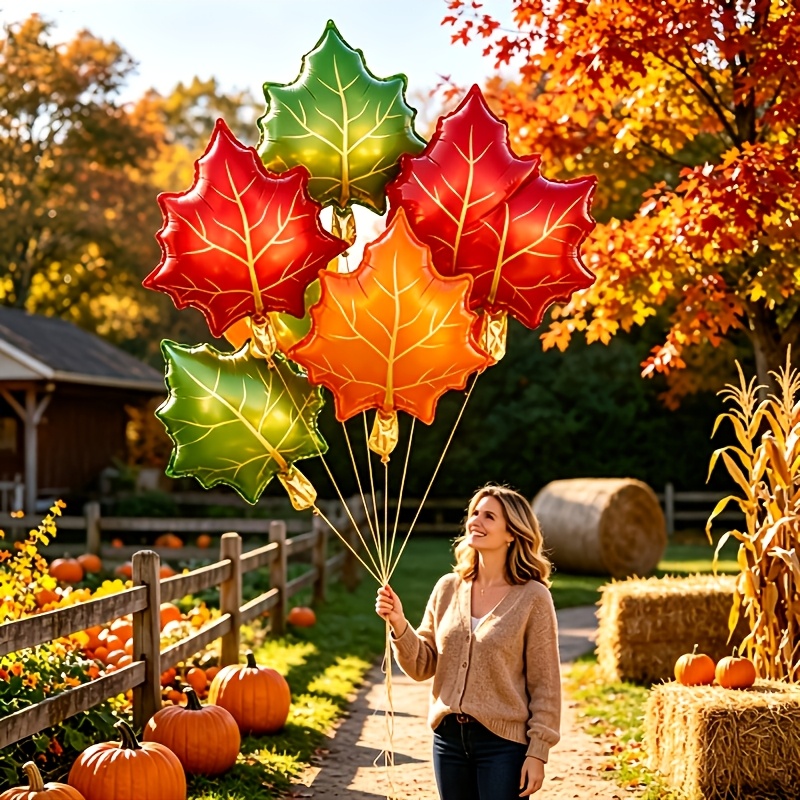 7Pcs Autumn Maple Leaf Foil Ba - огляд і ціна Orange Lighting Decor