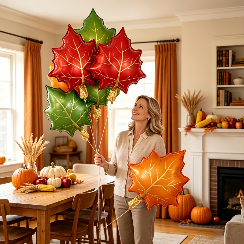 7Pcs Autumn Maple Leaf Foil Ba - огляд і ціна Orange Lighting Decor